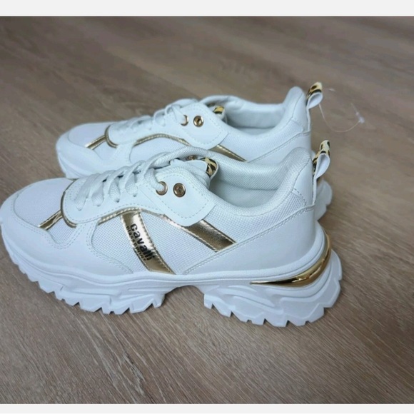 Cavalli Class White Sneakers with Gold Highlights - Picture 3 of 9